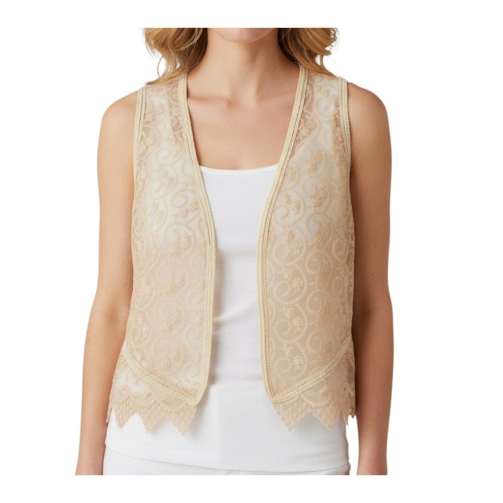 NWT CHICO'S Charlotte Lace Vest Tank Top 30 UNFORGETTABLE YEARS Embroidered L/XL